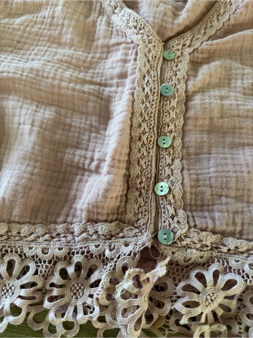 Zara Pink Crochet-Trim Button Front Top